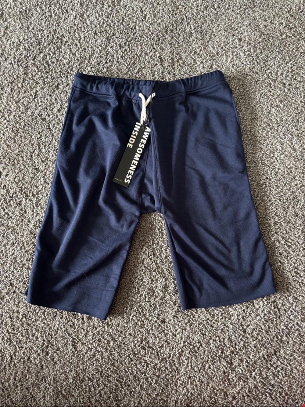 Omamimini Navy Athletic Pull-On Kids Shorts with Drawstring